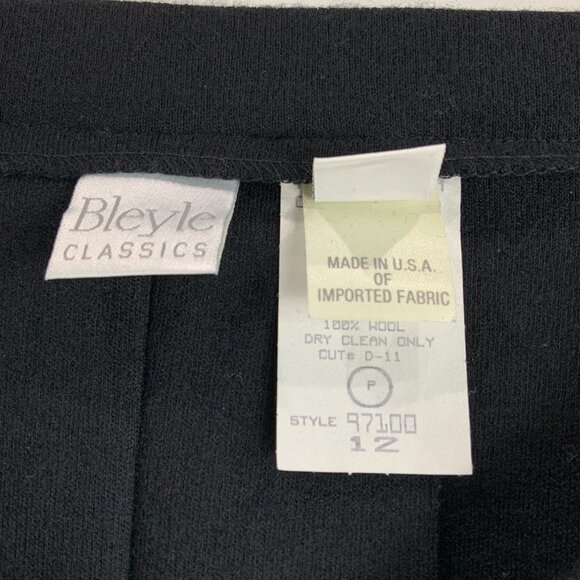 Bleyle Classics Solid Black Elastic Waist Mid WOOL Skirt Size 12 w/Pockets - Picture 4 of 5